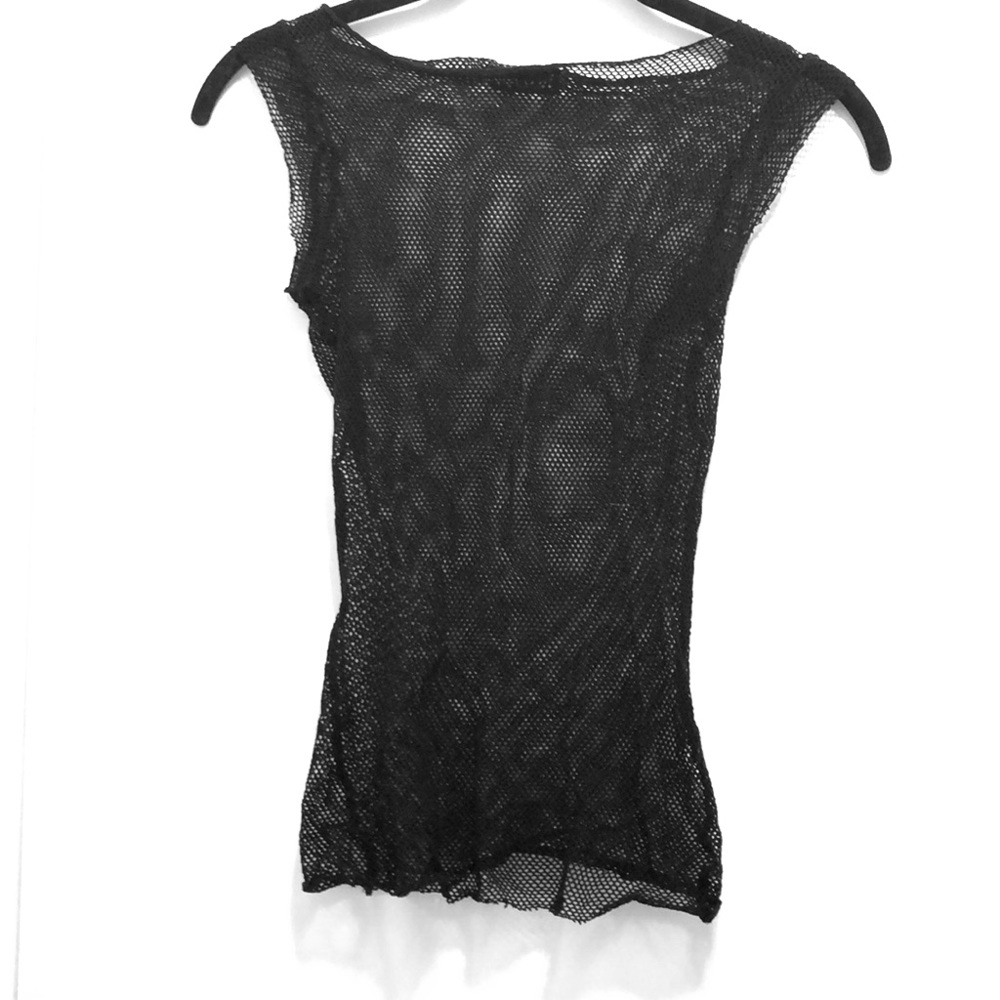 Fishnet black stretchy punk top